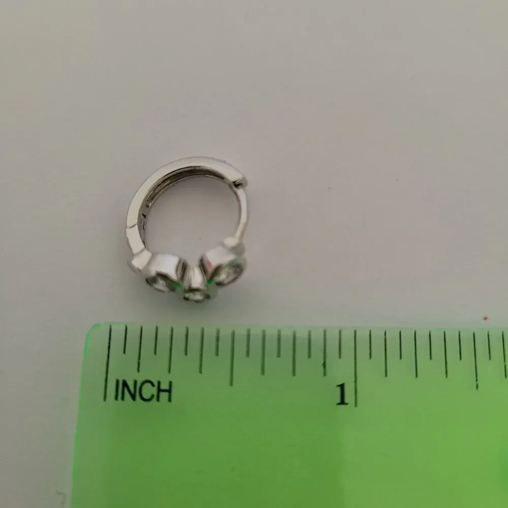 Cuff Earrings Clip On Ear Clip Silver Tone Huggie Star Zirconia Quality Lot Of 2